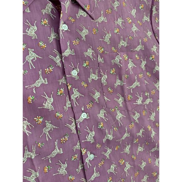 Vintage Bad Berma II Purple Zebra Button Up Permanent Press Size XL - Picture 9 of 11